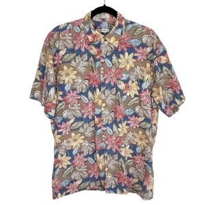 VTG Burma Bibas Hawaiian Aloha Camp Shirt Medium Tropical Cotton Lawn Short Sl
